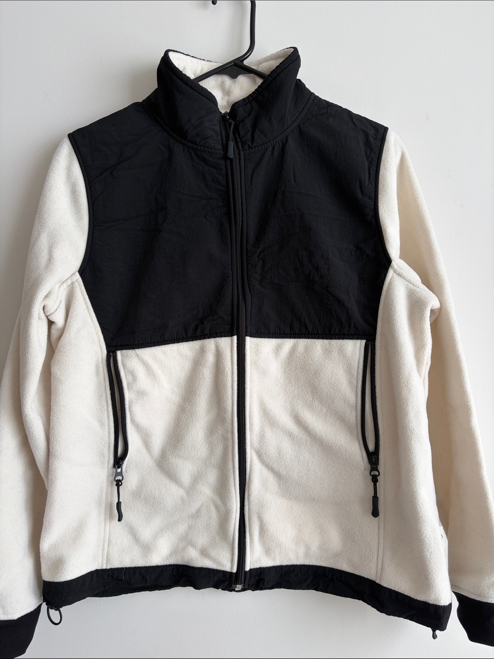 Black and Cream Fleece Jacket - women size M